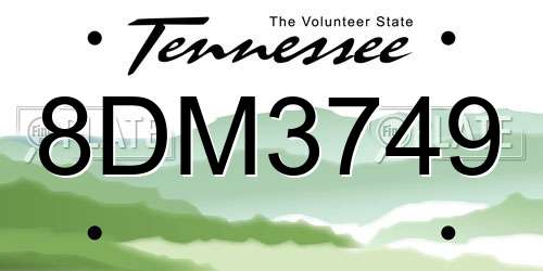8DM3749 Tennessee License Plate