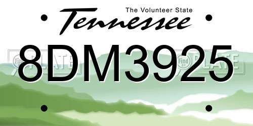 8DM3925 Tennessee License Plate