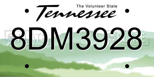 8DM3928 Tennessee License Plate