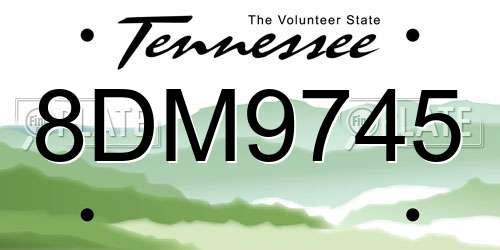 8DM9745 Tennessee License Plate