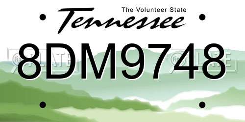 8DM9748 Tennessee License Plate