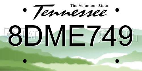 8DME749 Tennessee License Plate
