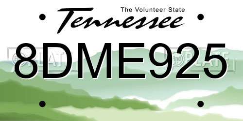 8DME925 Tennessee License Plate