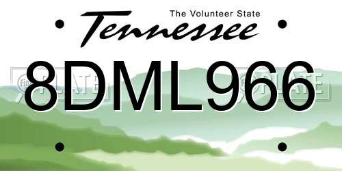 8DML966 Tennessee License Plate