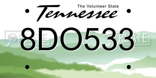 8DO533 Tennessee License Plate