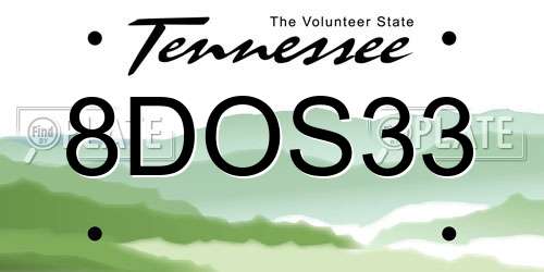 8DOS33 Tennessee License Plate