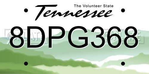 8DPG368 Tennessee License Plate