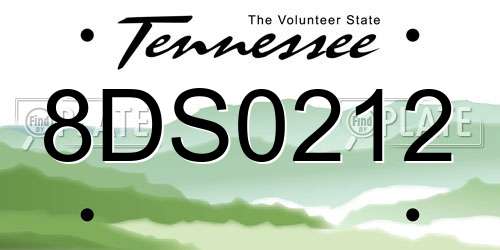 8DS0212 Tennessee License Plate