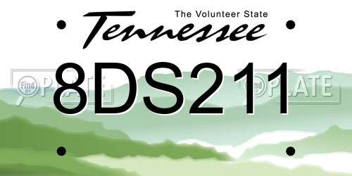 8DS211 Tennessee License Plate