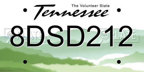 8DSD212 Tennessee License Plate