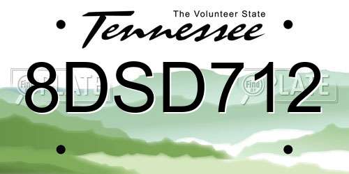 8DSD712 Tennessee License Plate