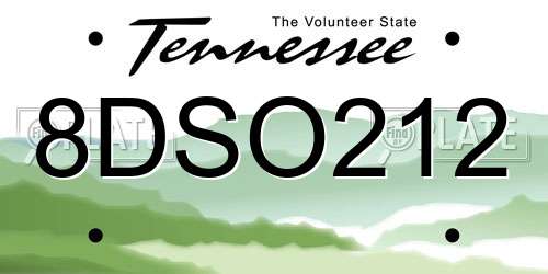 8DSO212 Tennessee License Plate