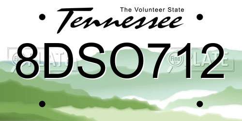 8DSO712 Tennessee License Plate