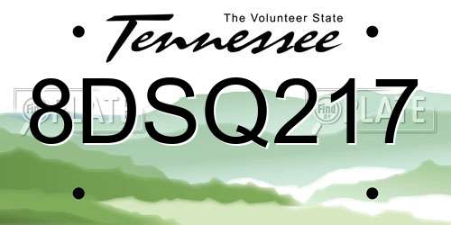 8DSQ217 Tennessee License Plate