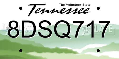 8DSQ717 Tennessee License Plate