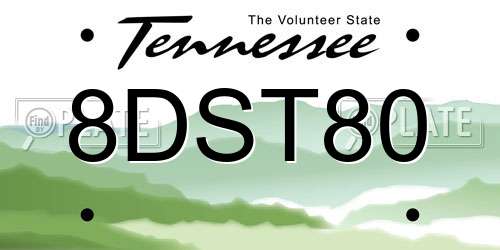 8DST80 Tennessee License Plate