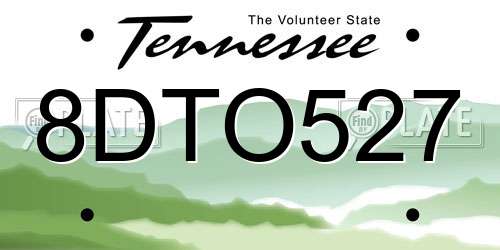 8DTO527 Tennessee License Plate