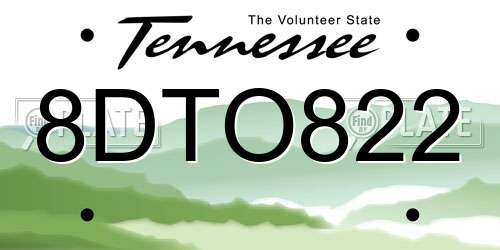8DTO822 Tennessee License Plate