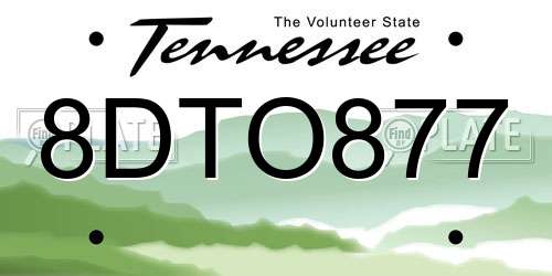 8DTO877 Tennessee License Plate