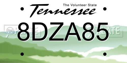 8DZA85 Tennessee License Plate