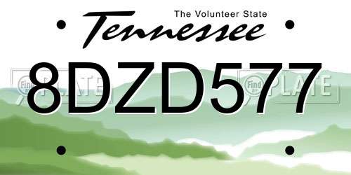 8DZD577 Tennessee License Plate