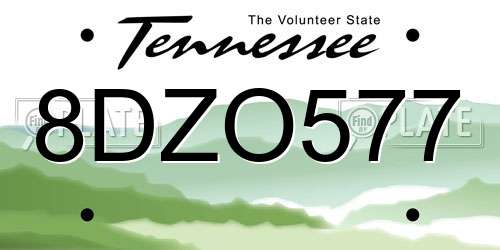 8DZO577 Tennessee License Plate