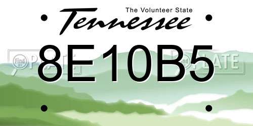 8E10B5 Tennessee License Plate