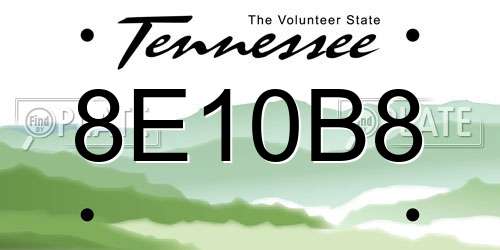 8E10B8 Tennessee License Plate