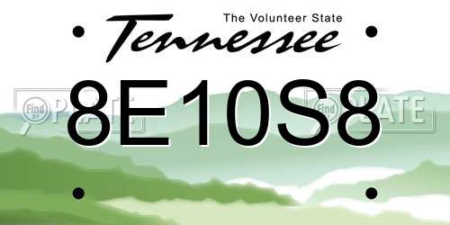 8E10S8 Tennessee License Plate