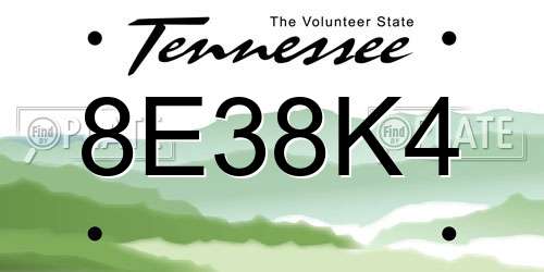 8E38K4 Tennessee License Plate