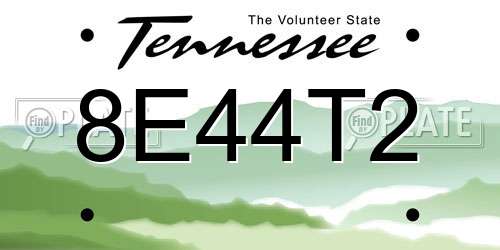 8E44T2 Tennessee License Plate
