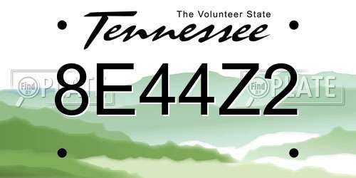8E44Z2 Tennessee License Plate