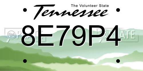 8E79P4 Tennessee License Plate