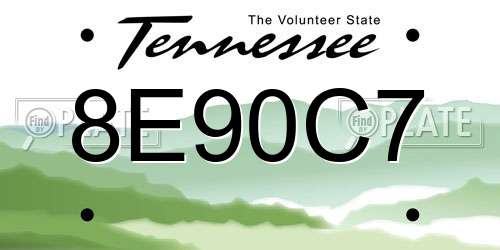 8E90C7 Tennessee License Plate