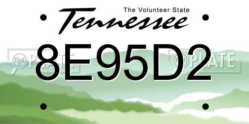 8E95D2 Tennessee License Plate