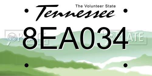 8EA034 Tennessee License Plate
