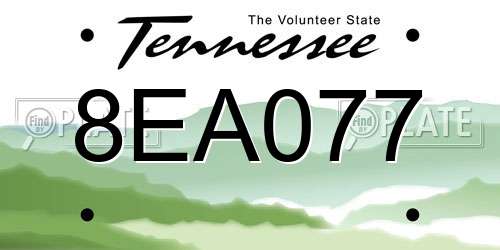 8EA077 Tennessee License Plate