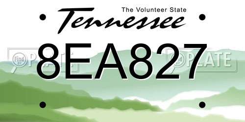 8EA827 Tennessee License Plate