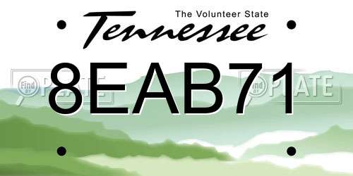 8EAB71 Tennessee License Plate