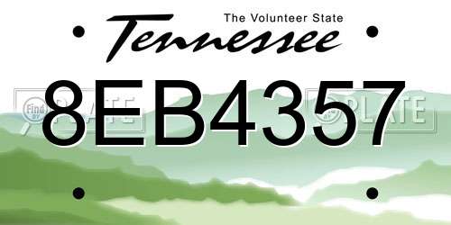 8EB4357 Tennessee License Plate