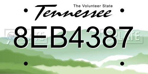 8EB4387 Tennessee License Plate