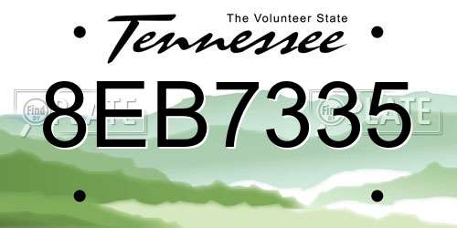 8EB7335 Tennessee License Plate