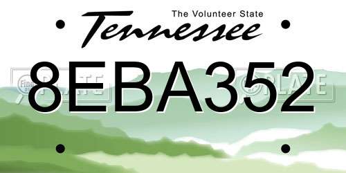 8EBA352 Tennessee License Plate