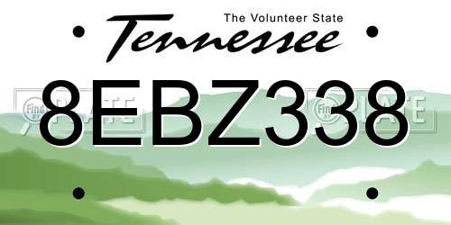 8EBZ338 Tennessee License Plate