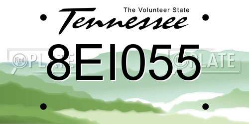 8EI055 Tennessee License Plate