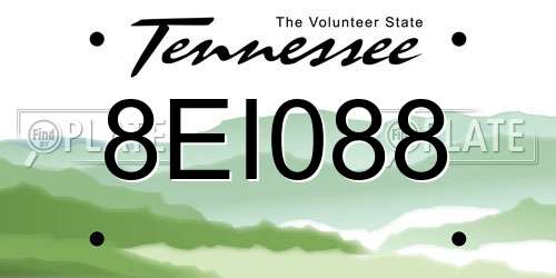 8EI088 Tennessee License Plate