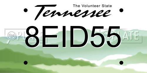 8EID55 Tennessee License Plate