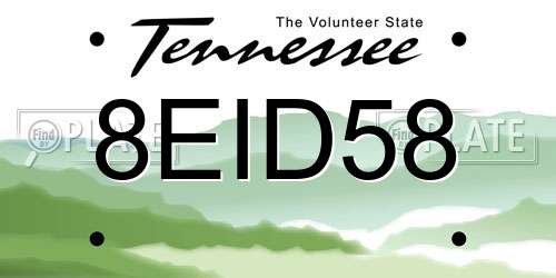 8EID58 Tennessee License Plate