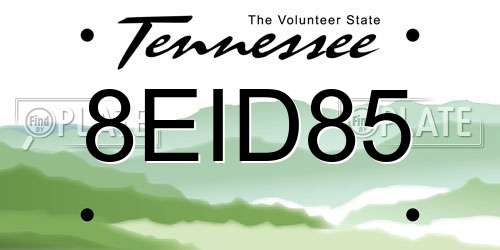 8EID85 Tennessee License Plate