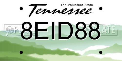 8EID88 Tennessee License Plate